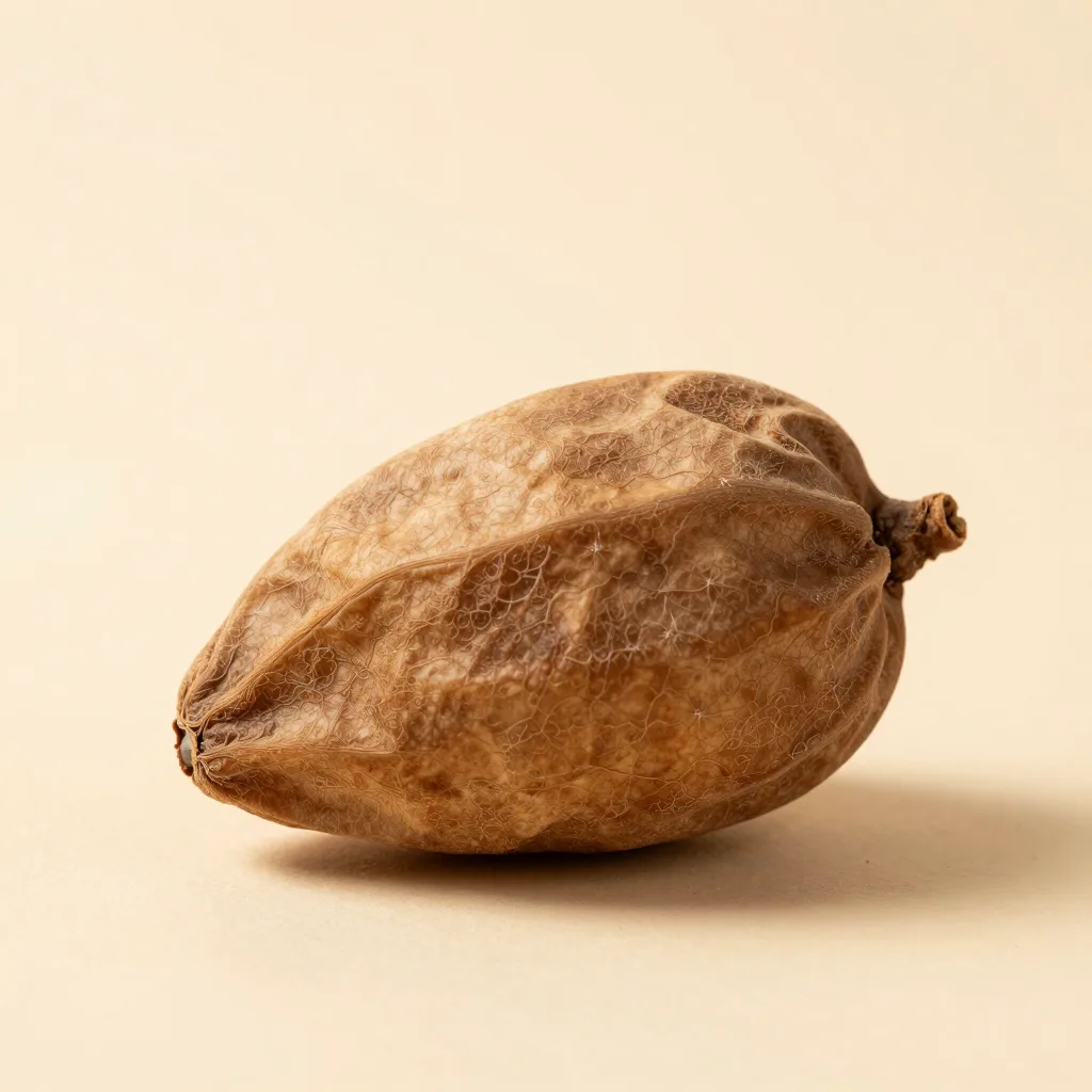 A whole dried baobab fruit on a light background