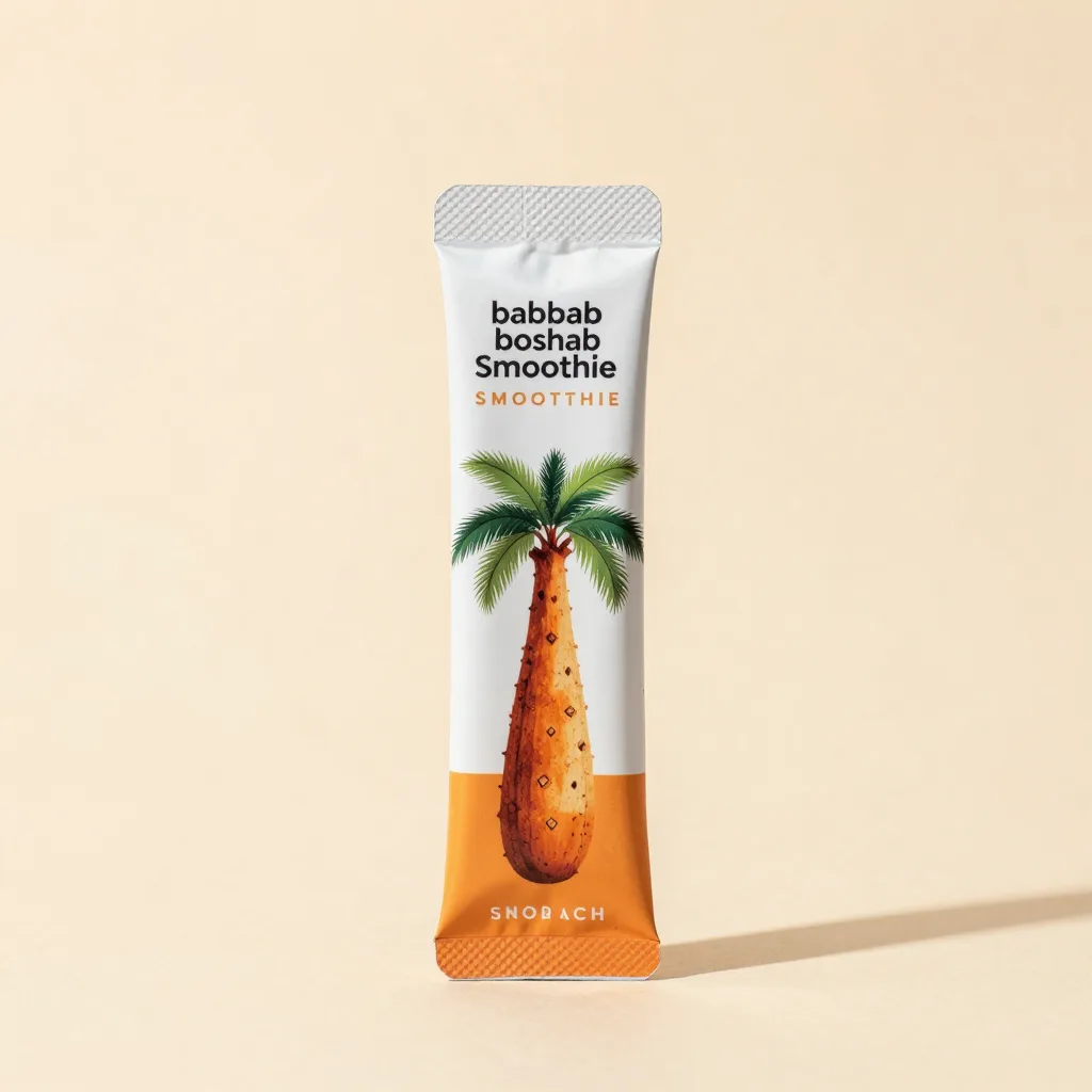 A baobab smoothie pack on a light background
